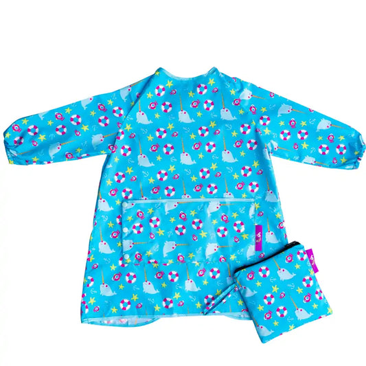 Tidy Tot Long Length Coverall Bib in Seaside print