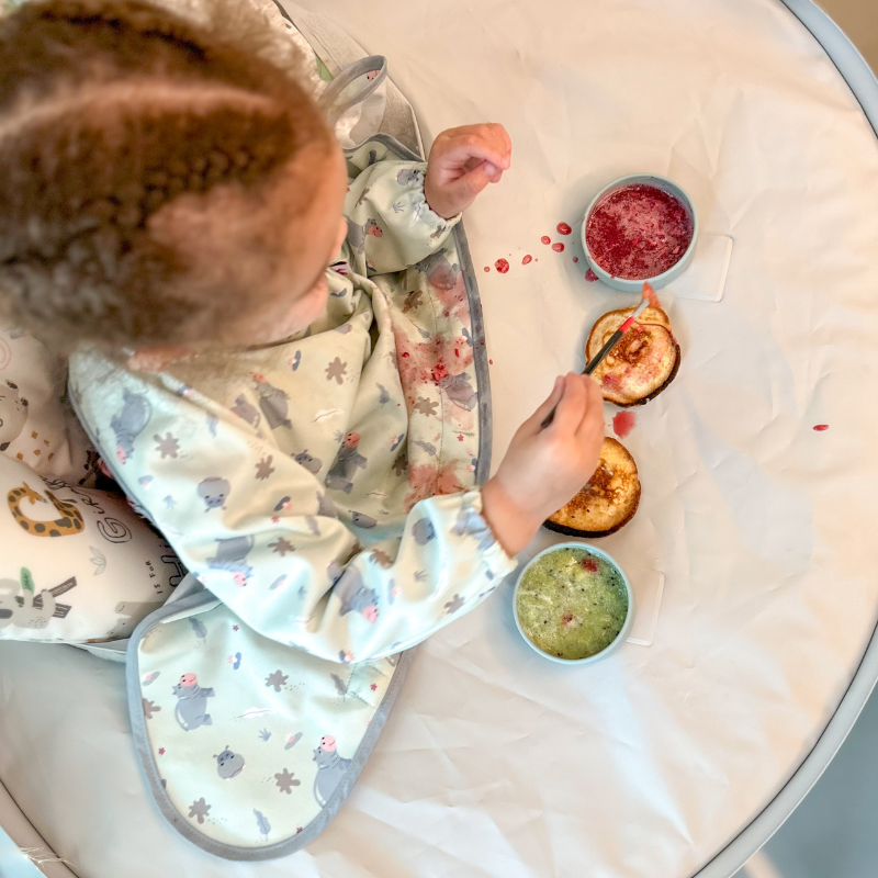 Edible pancake painting with fruit purées