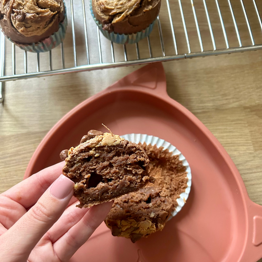 Healthy chocolate and banana muffins