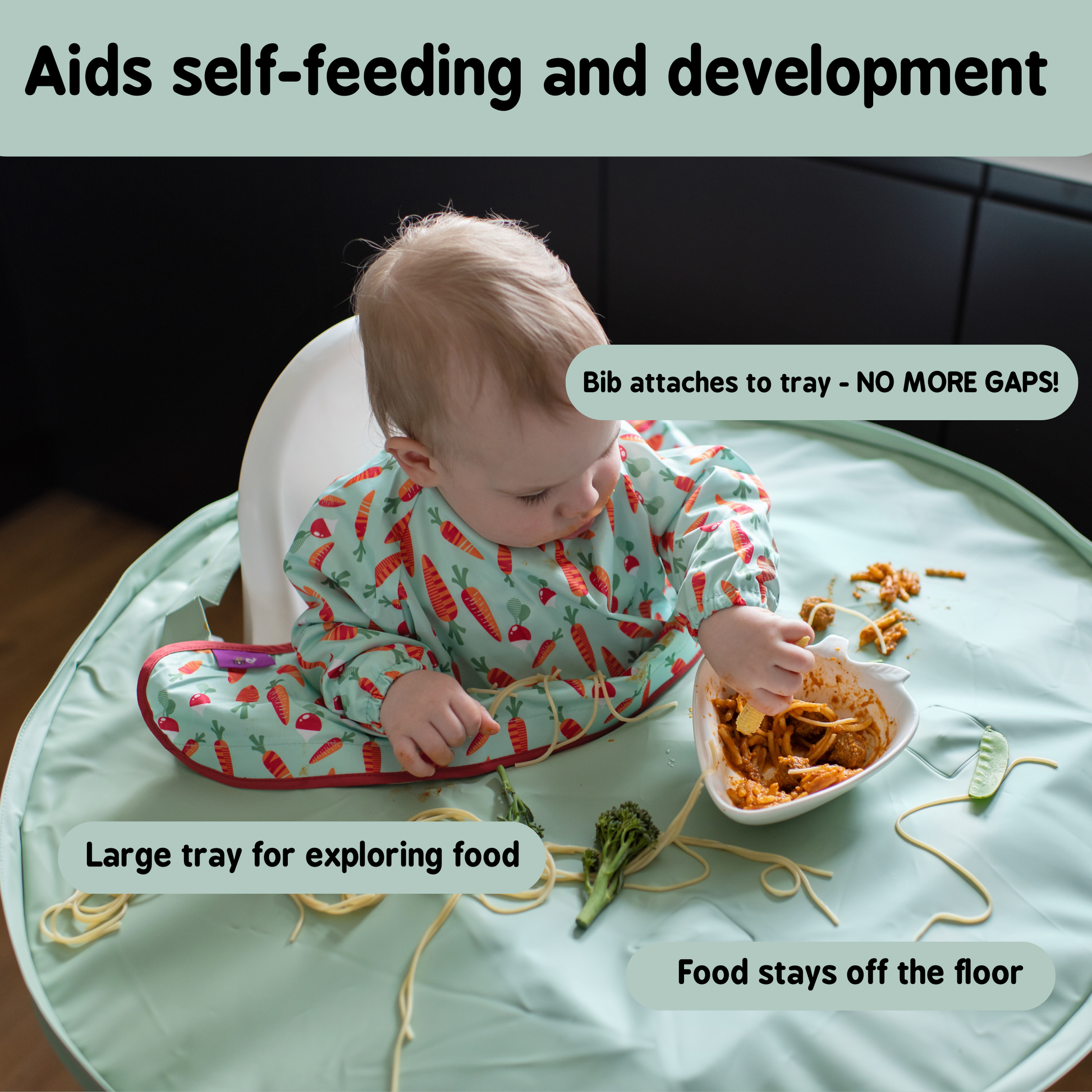 Tidy Tot Bib & Tray Kit coverall weaning bib and tray