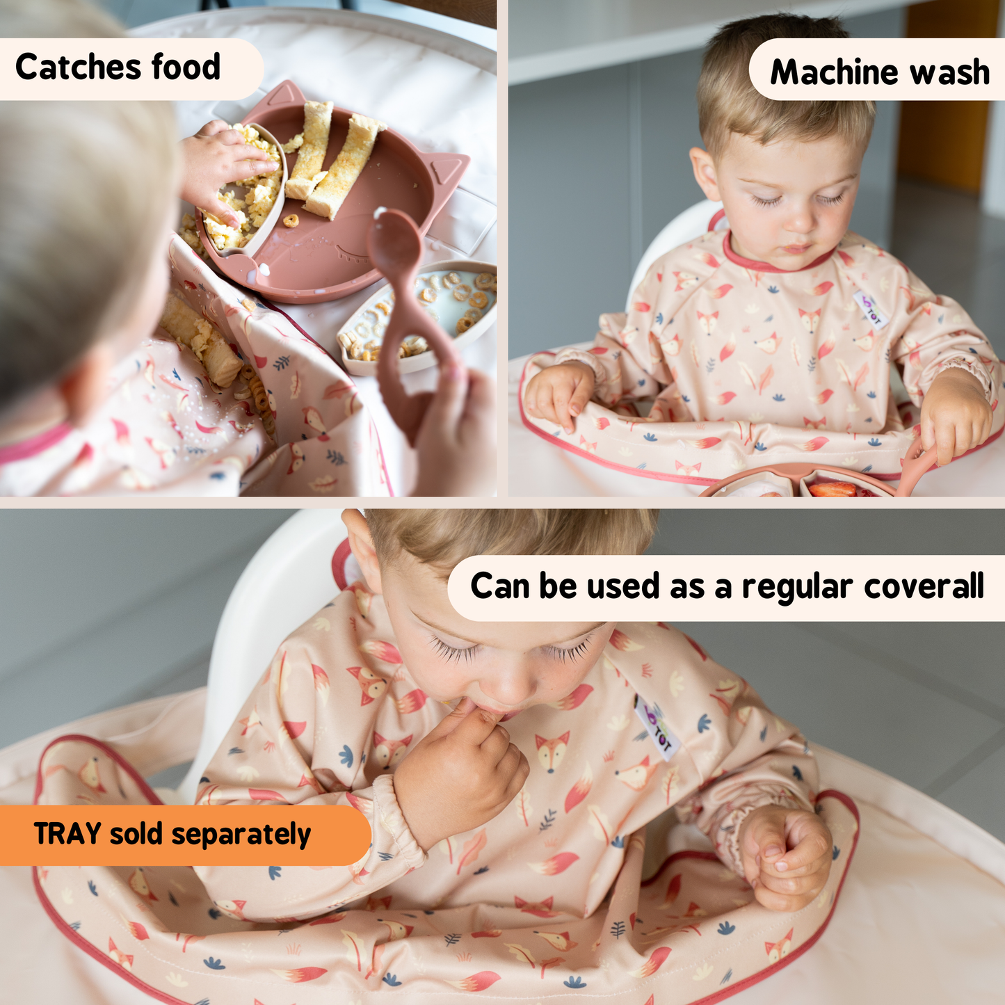 Tidy Tot Long Sleeved Coverall Bib for the Bib & Tray Kit