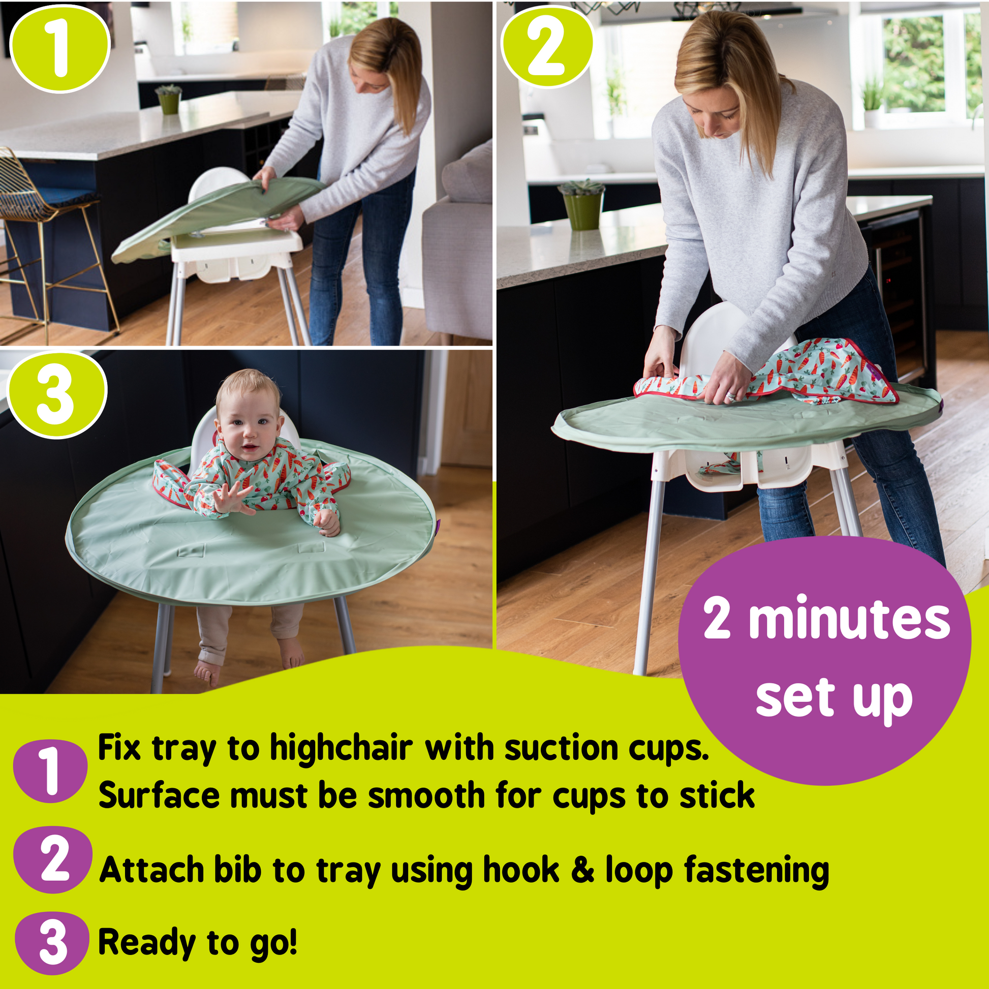 Tidy Tot Bib & Tray Kit in Sage Green