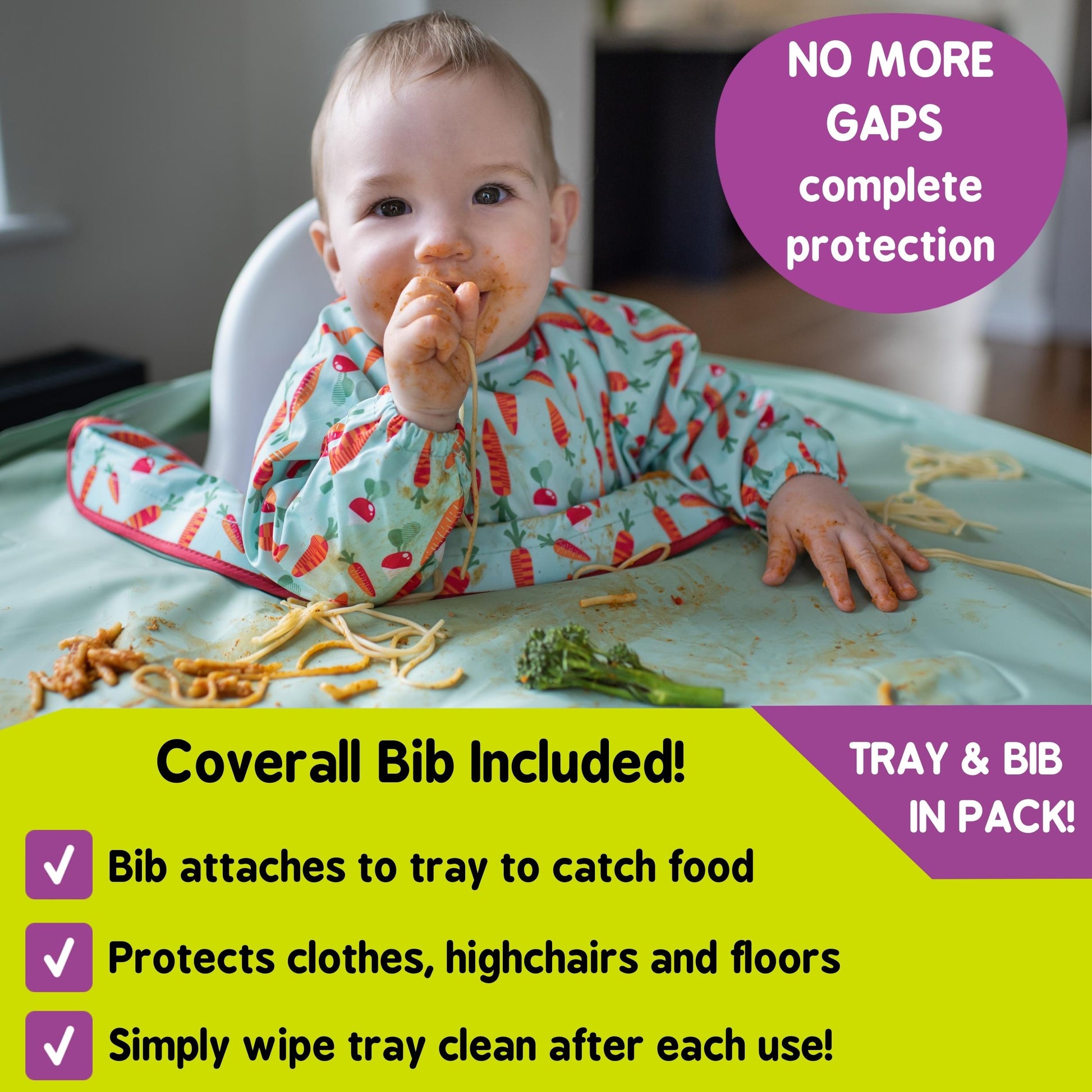 Tidy Tot Bib & Tray Kit weaning bib and tray in use