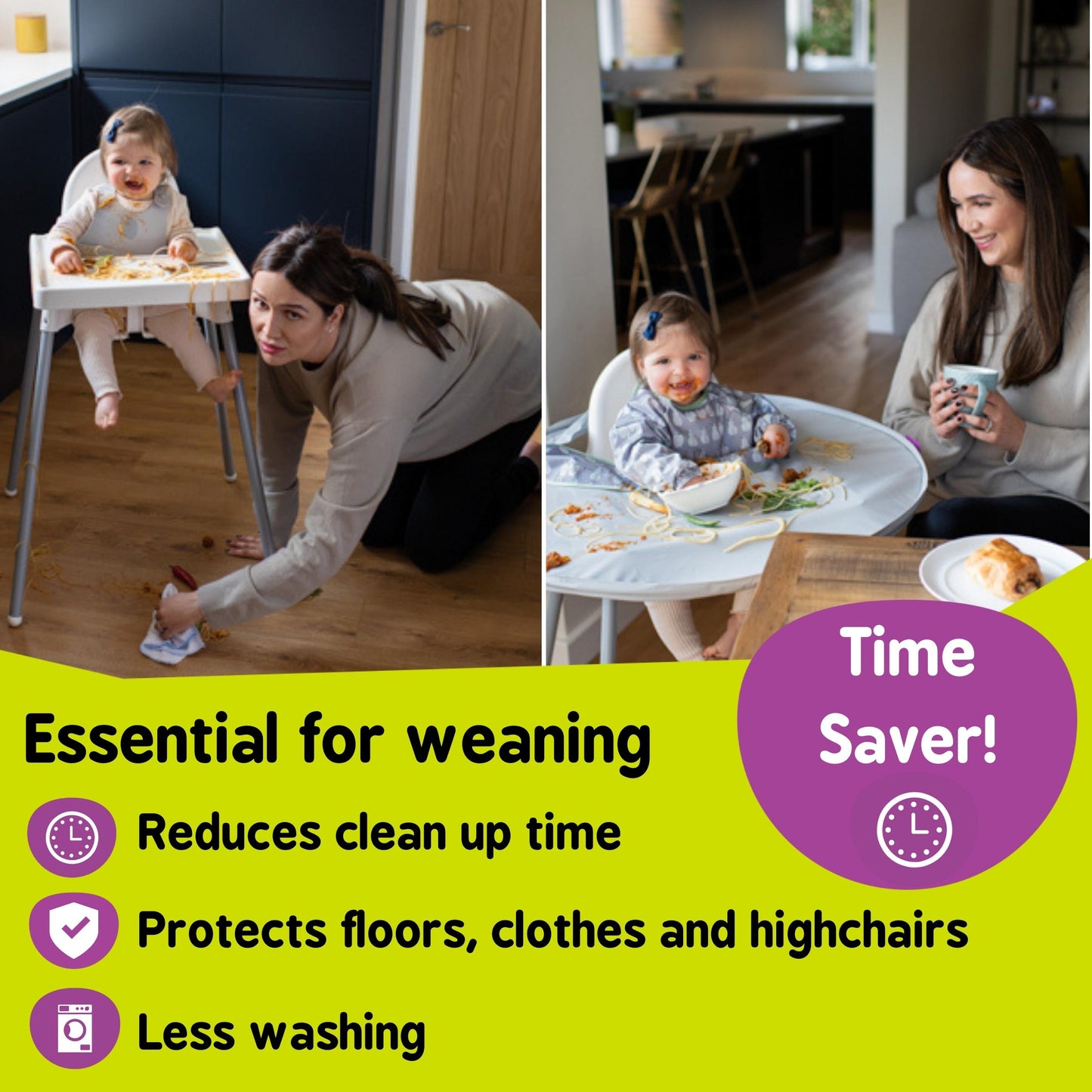 Tidy Tot Bib & Tray Kit keeping the highchair and clothes clean