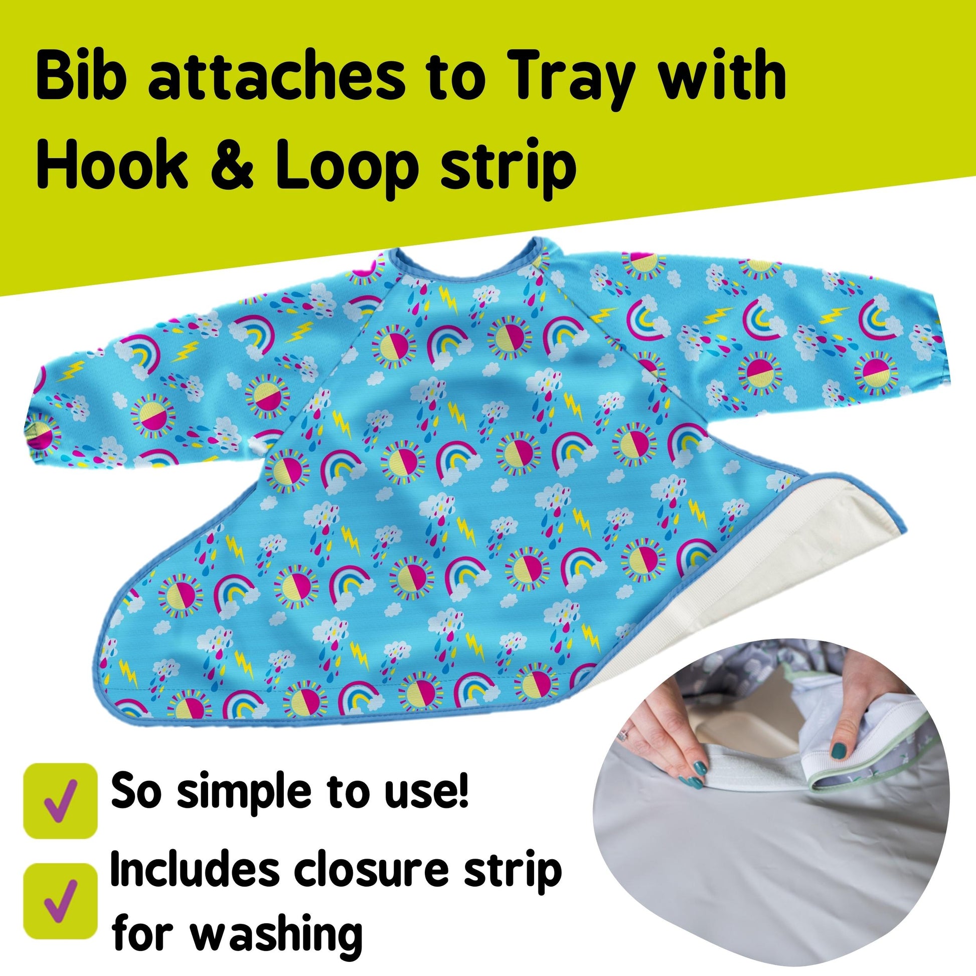 Tidy Tot Coverall Bib for Kit in Sunny Rainbows