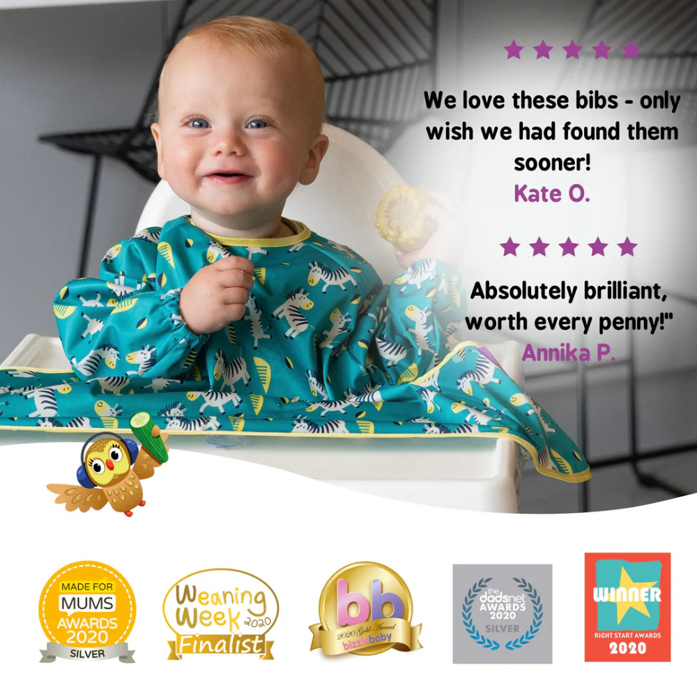 Tidy Tot Cover & Catch Bib keeping baby's clothes clean